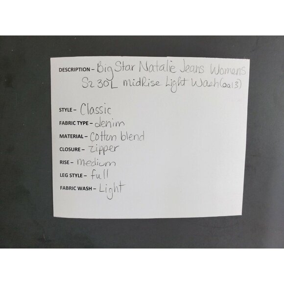 Big Star Natalie Denim Jeans Women's Size 30L Mid Rise Light Wash - Picture 7 of 7